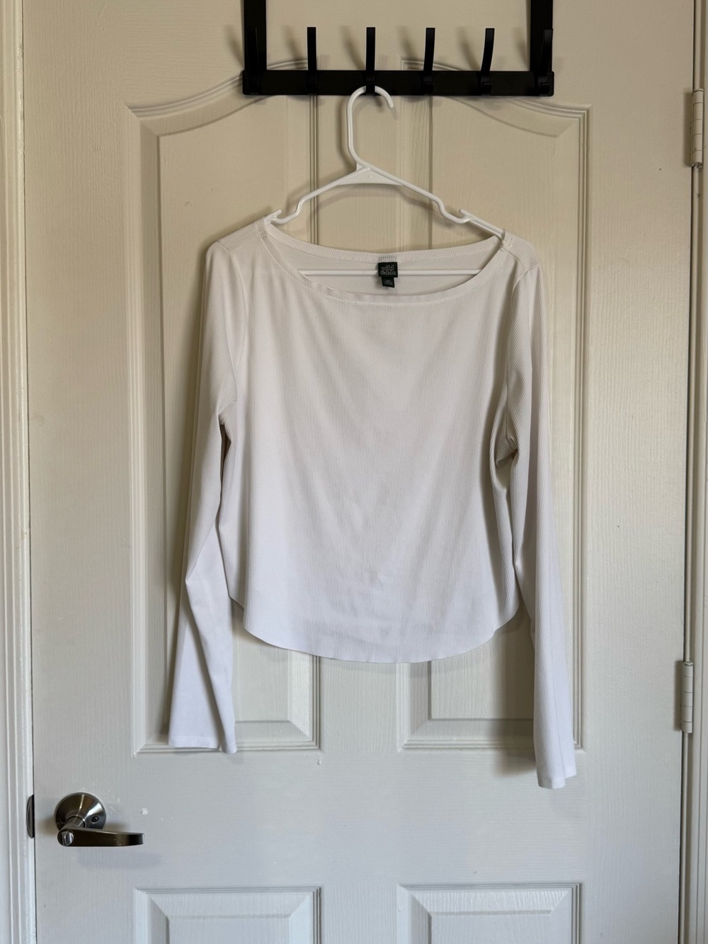 wild fable White Long-Sleeve Boatneck Top
